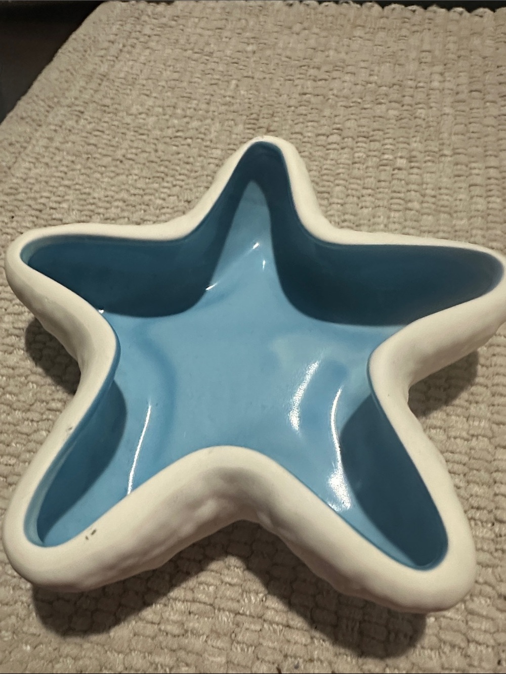 Blue and White Star-Shaped Ceramic Bowl